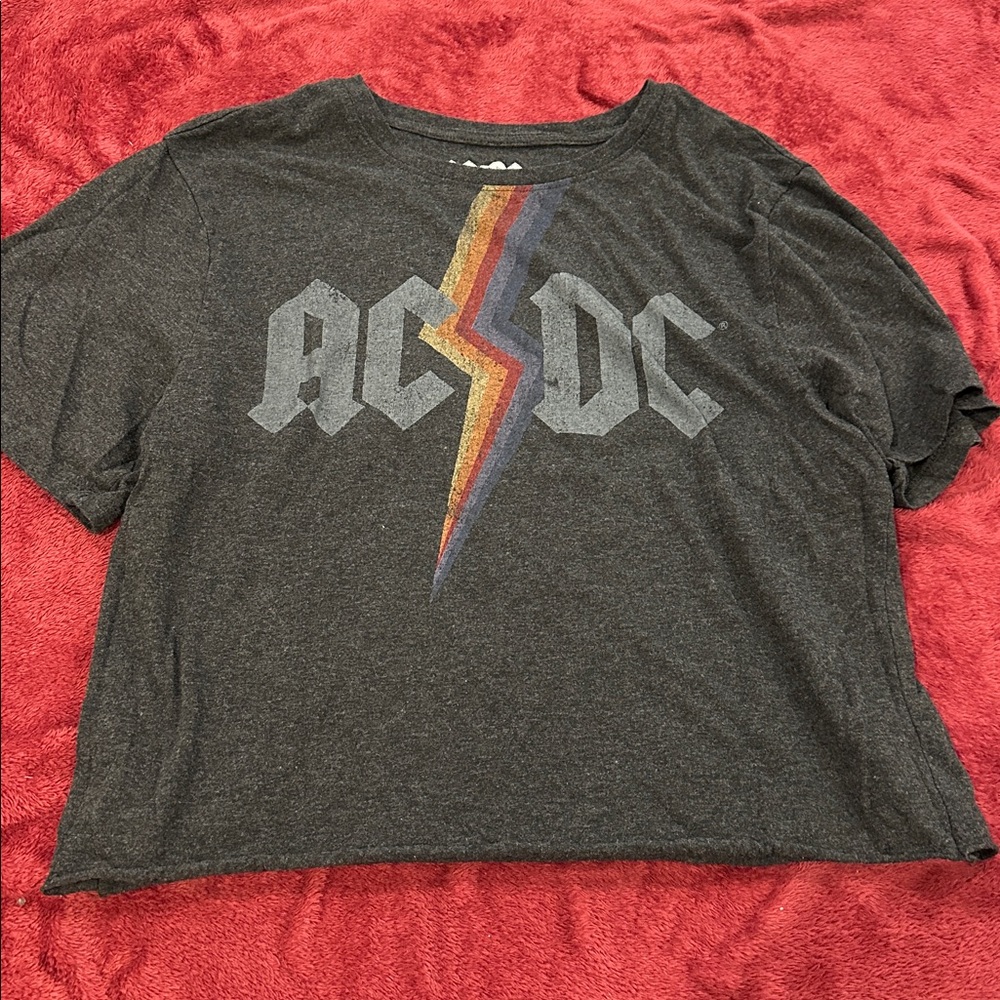 AC/DC band tee - cropped, raw hem